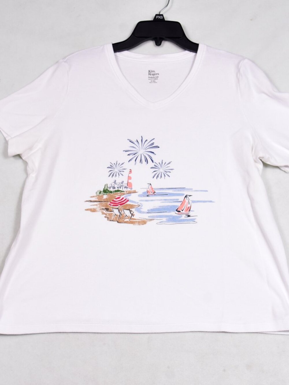 Kim Rogers Women's Perfectly Soft Beach White Tee Shirt XLP